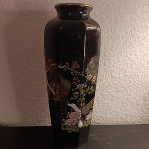 EXQUISITE VTG ASAHI Japanese 11" Cobalt Blue Octagonal Tall Vase.